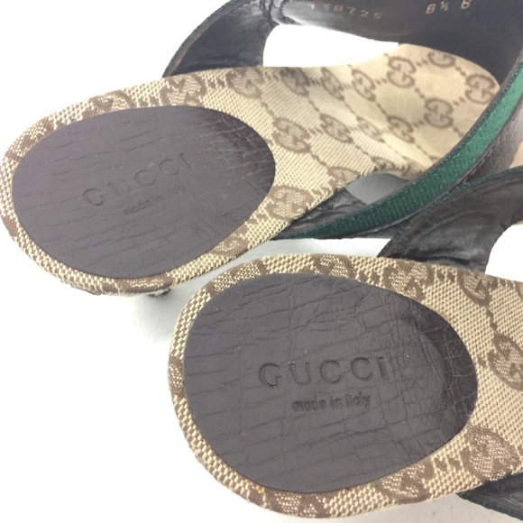 Gucci beige Horsebit Web Slide Sandals 1990’s - Picture 4 of 8